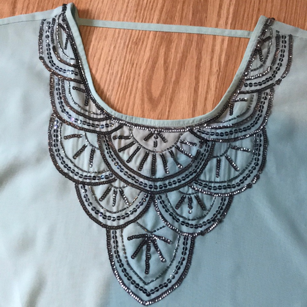 Beaded Mint Green Blouse - Picture 3 of 5
